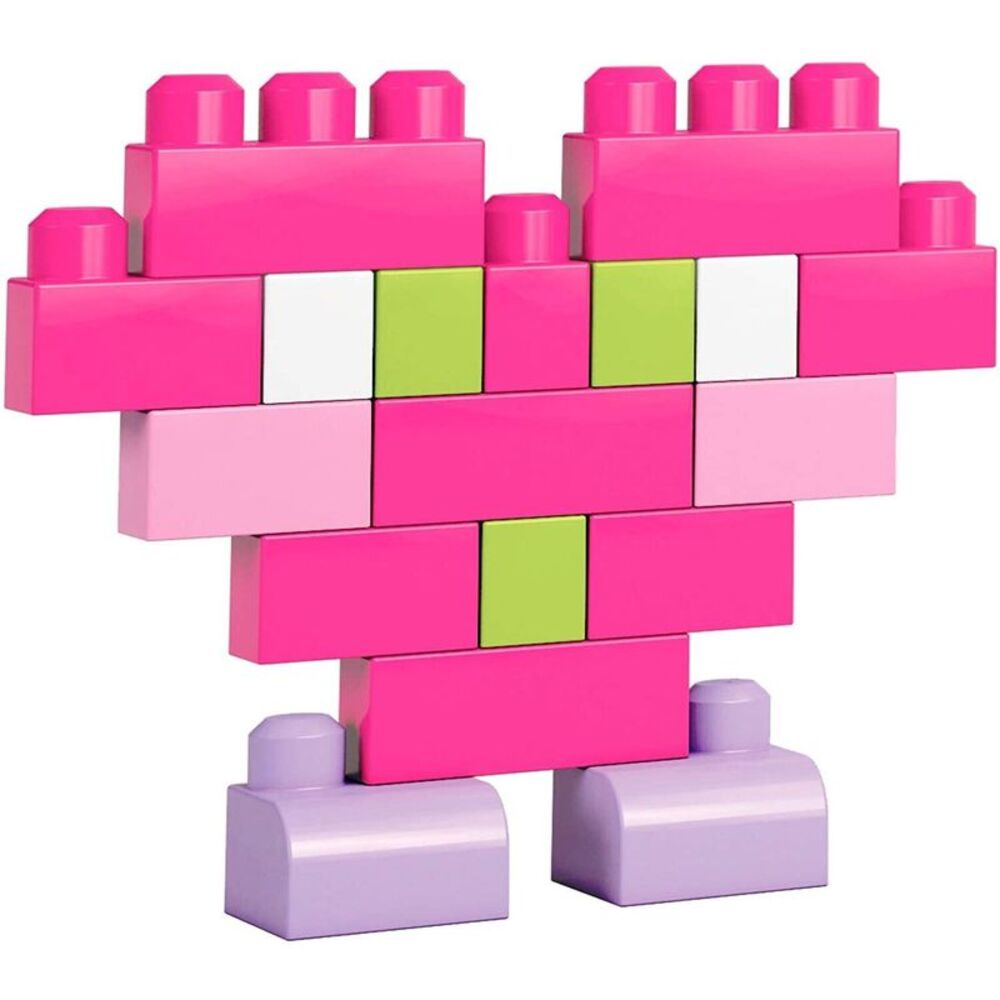 MEGA BLOKS Big Building Bag Pink, 80 Piece Toddler Buiding Toy Set
